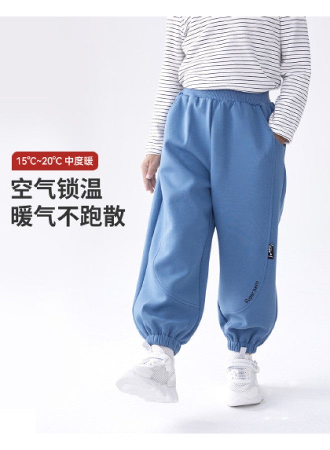Long time companion boys' Windproof Brushed Pants, Elastic Cuffed Lantern Pants For Fall - Image 1