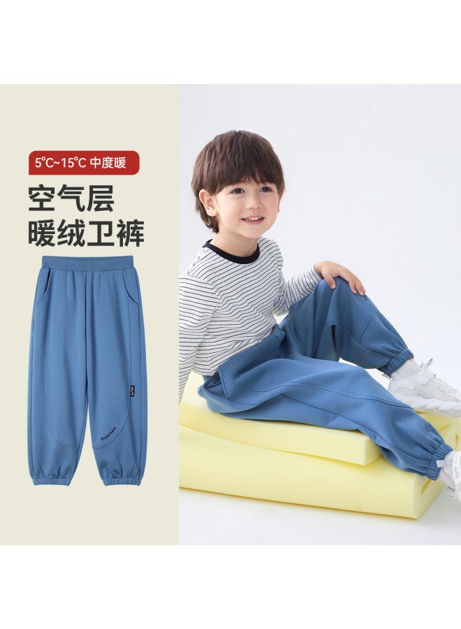 Long time companion boys' Windproof Brushed Pants, Elastic Cuffed Lantern Pants For Fall - Image 2