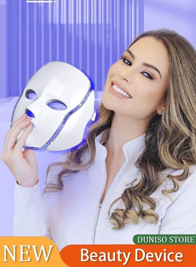 DUNISO Led Face Mask Light Therapy, Red Light Therapy for Face, 7-1 Colors LED Facial Skin Care Mask - Image 1