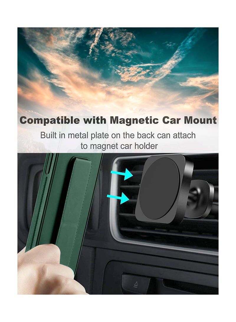 Wtech Hand Grip Foldable Magnetic Kickstand Wrist Strap Finger Grip With Built-In Iron Case Cover For Huawei Pura 70 Ultra 5G 2024 Dark Green - Image 3