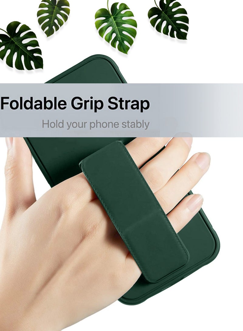 Wtech Hand Grip Foldable Magnetic Kickstand Wrist Strap Finger Grip With Built-In Iron Case Cover For Huawei Pura 70 Ultra 5G 2024 Dark Green - Image 2