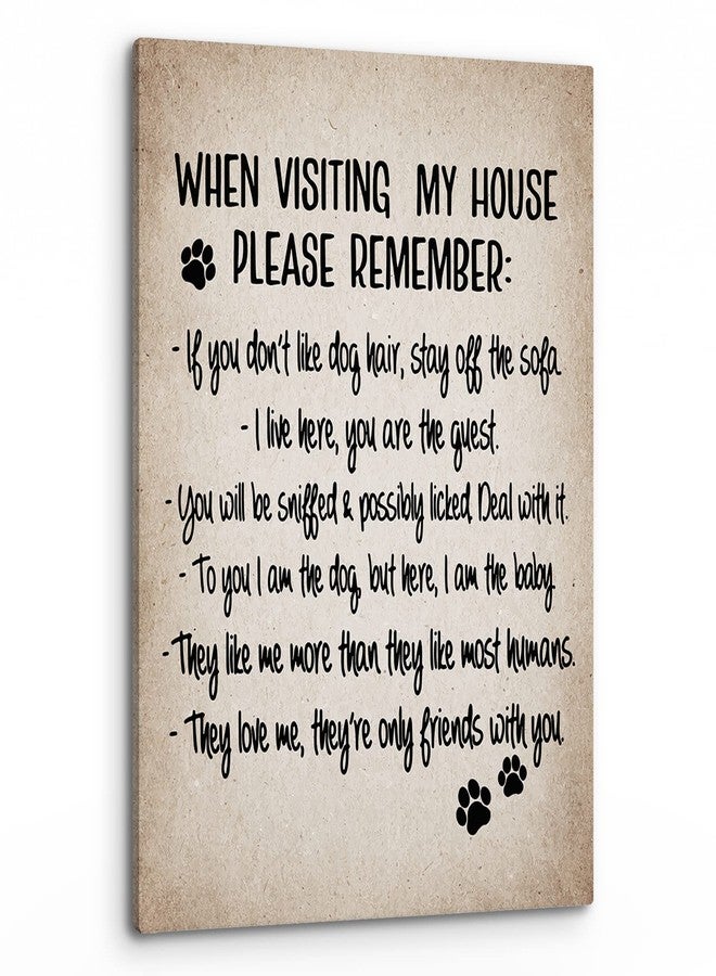 PHAMTE Dog Sign Wall Art, Farmhouse Funny Dog Signs Print Poster Framed Canvas Painting Wall Art Home Living Room Decor (11x14 Inch) - Image 1