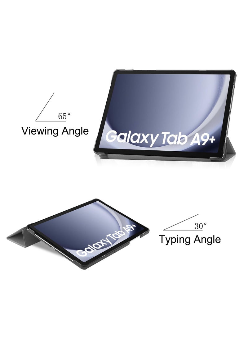 Youque Leather Shell Shockproof Case for  Samsung Galaxy Tab A9 Plus x210/x216/x218 Gray - Image 4