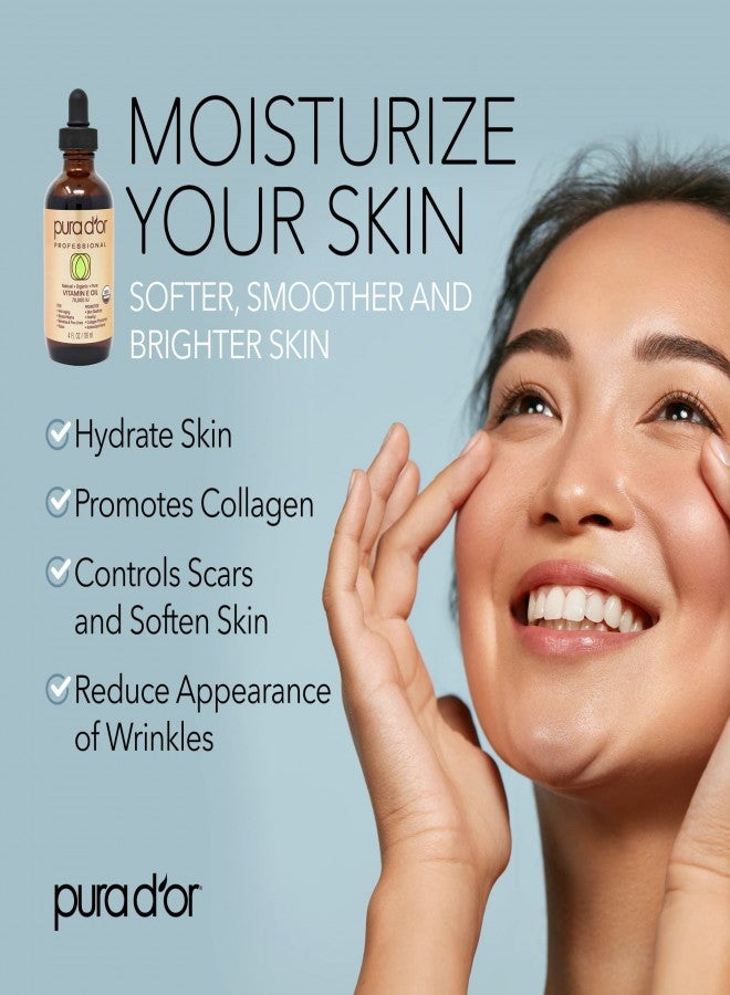 Pura d'or زيت فيتامين E العضوي من PURA D'OR 4 أونصات - زيت للوجه والجسم والشعر والاستحمام مع الأركان، الجوجوبا، زيت الورد، المشمش، اللوز والأفوكادو - مزيج مرطب خفيف لبشرة ناعمة وسلسة - Image 5