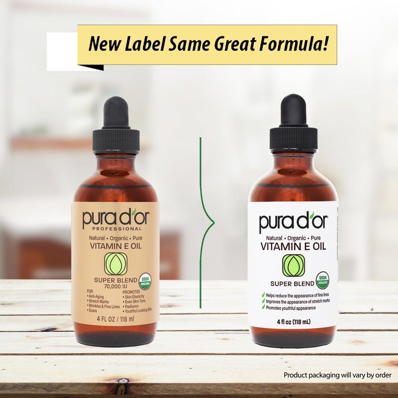 Pura d'or زيت فيتامين E العضوي من PURA D'OR 4 أونصات - زيت للوجه والجسم والشعر والاستحمام مع الأركان، الجوجوبا، زيت الورد، المشمش، اللوز والأفوكادو - مزيج مرطب خفيف لبشرة ناعمة وسلسة - Image 2