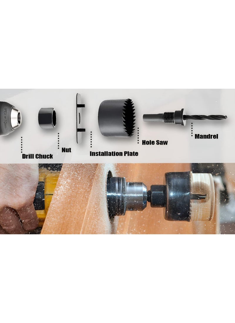 PERFECT TECH PERFET TECH Professional Wood Hole Saw Cutting Tool Set Carbon Steel Metal Alloys Wood Hole Saw Cutting Set 1964mm 11 pcs  - Image 3