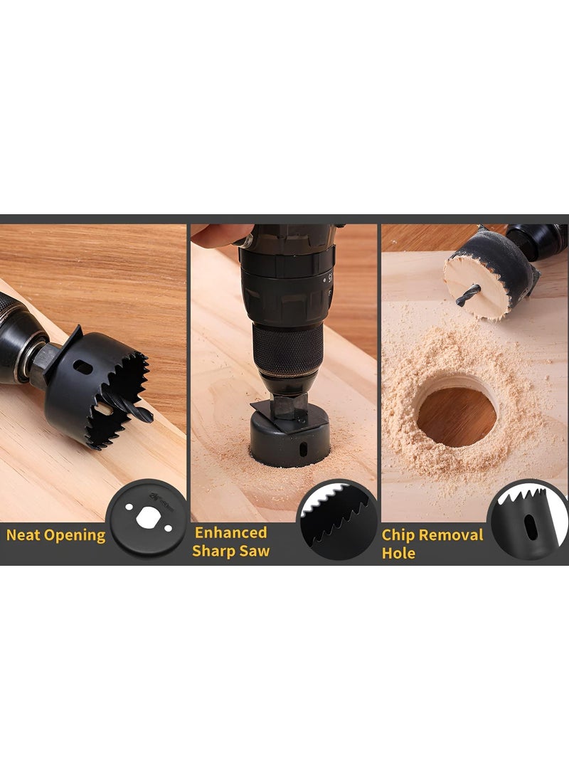 PERFECT TECH PERFET TECH Professional Wood Hole Saw Cutting Tool Set Carbon Steel Metal Alloys Wood Hole Saw Cutting Set 1964mm 11 pcs  - Image 4