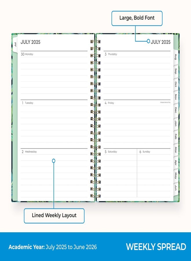 Blue Sky 2025-2026 Weekly and Monthly Academic Year Planner Calendar, July 2025 - June 2026, 5" x 8", Hard Cover, Wirebound, Storage Pocket, Laminated Tabs, Stickers, Avra - Image 3