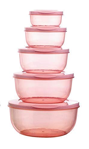KAVID Airtight Store Fresh Plastic Storage Container Set for Fridge Kitchen, Modular Round Containers for Kitchen, Freezer Safe, 5 Pcs, (290 ml,580 ml,1000 ml,1700 ml,2700 ml) - Image 5