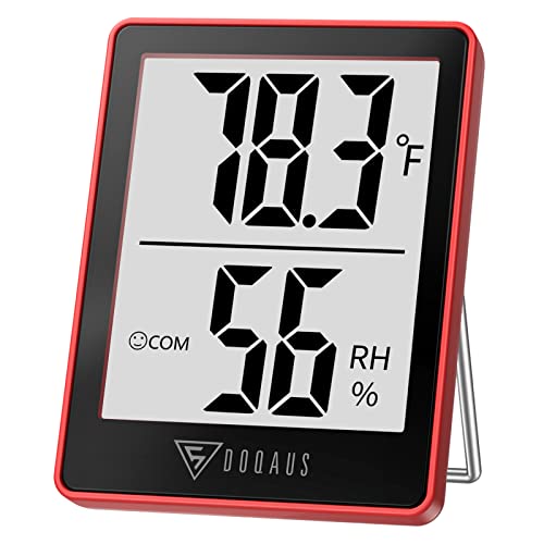 DOQAUS Digital Hygrometer Indoor Thermometer Humidity Gauge Room Thermometer with 5s Fast Refresh Accurate Temperature Humidity Monitor for Home, Bedroom, Baby Room, Office, Greenhouse, Cellar, Red - Image 1
