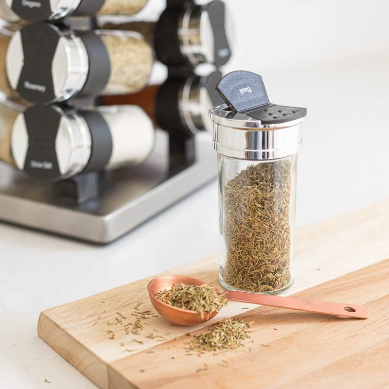 Orii 20 Jar Spice Rack with Spices Included - Tower Organizer for Kitchen Spices and Seasonings, (Silver Black) - Image 4