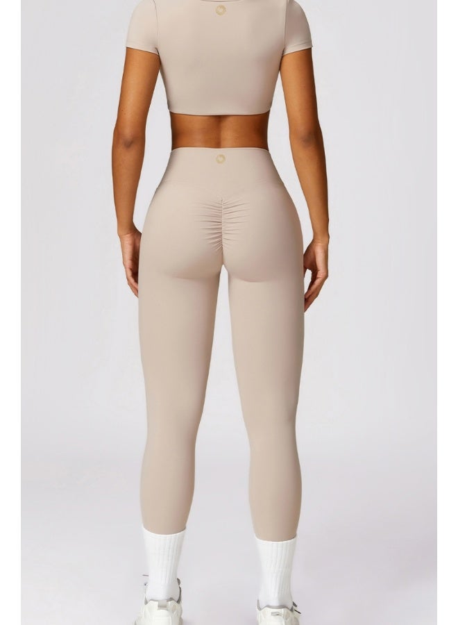 KAWN.YOGA KAWN YOGA Womens Crop Top Shirt Short Sleeves - Padded Low Impact Workout Yoga Shirt with Removable Built in Bra  - Image 5