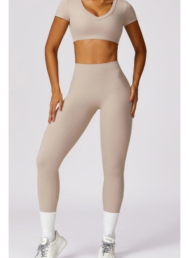 KAWN.YOGA KAWN YOGA Womens Crop Top Shirt Short Sleeves - Padded Low Impact Workout Yoga Shirt with Removable Built in Bra  - Image 3