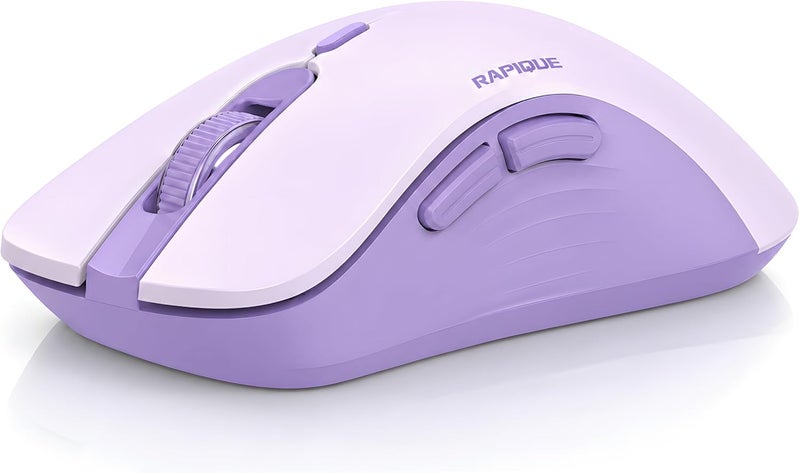 RAPIQUE Bluetooth Wireless Mouse, Dual Bluetooth & 2.4GHz USB Receiver, Right-Hand Design, Quiet Clicks, Low Power, Portable Multi-Device Compatibility for MacBook, Laptop, Computer, iPad, PC - Purple - Image 1