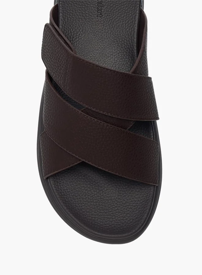 Le Confort Mens Solid Cross Strap Slip-On Sandals