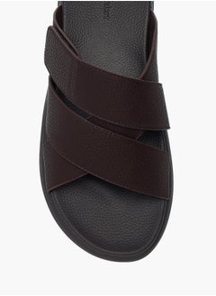Le Confort Mens Solid Cross Strap Slip-On Sandals  - Image 3