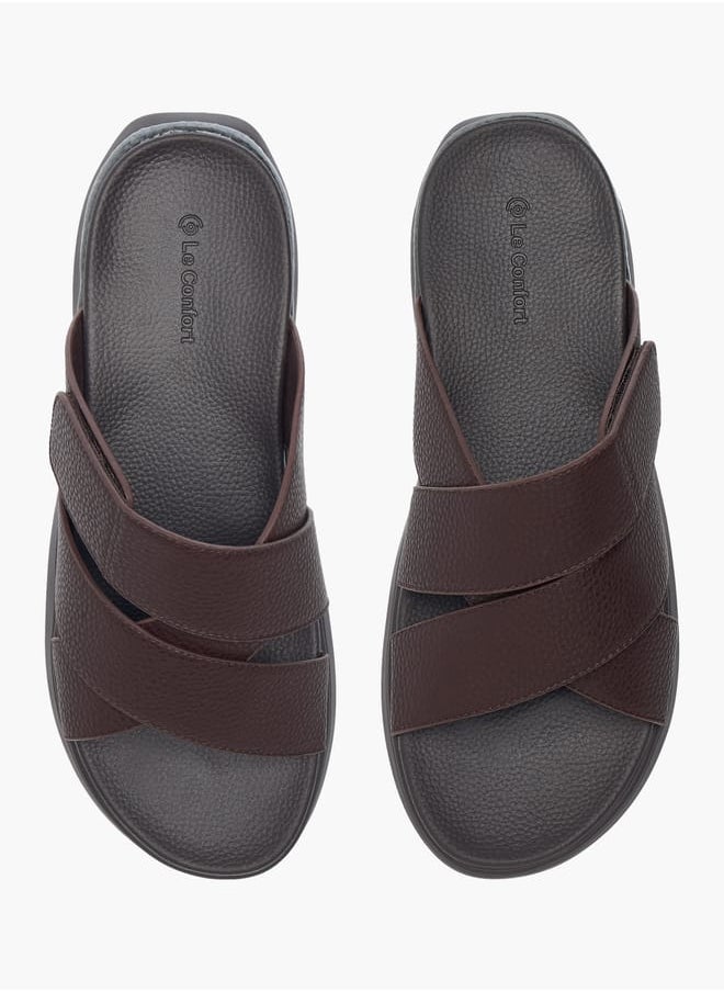 Le Confort - Mens Solid Cross Strap Slip-On Sandals - Image 1