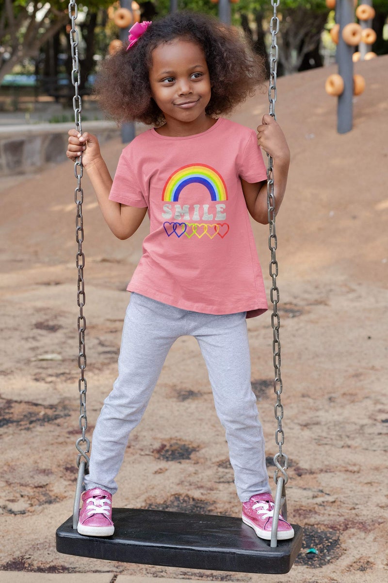 MISS POPULAR Girls 5-Pack Printed T-Shirts, Pink Grey Short Sleeve, Crew Neck. Unicorn, Panda, Selfie, Rainbow. Cute Designs (Combo B, 7/8) - Image 2