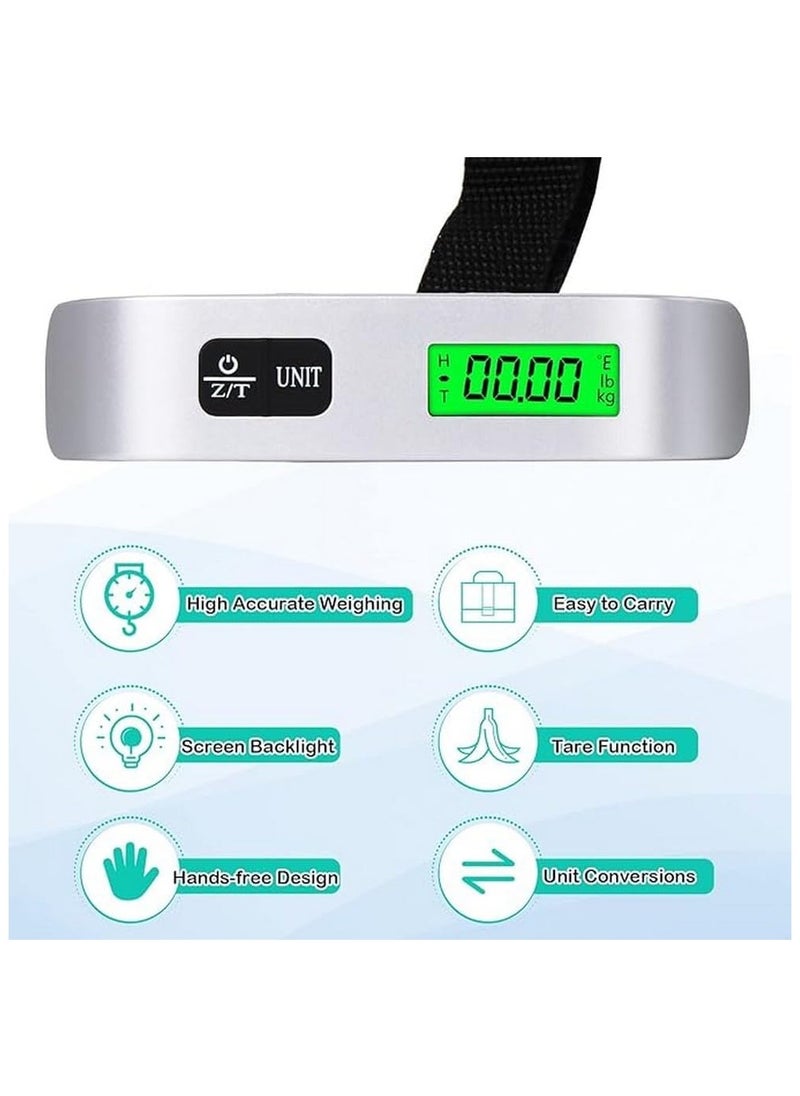 SKY-TOUCH - 1pc Digital Luggage Scale, Portable Luggage Weight Scale, Hanging Suitcase Weigher for Travel, Suitcase Scale with Temperature Measurement Function 110 lb/ 50KG Capacity Grey - Image 1