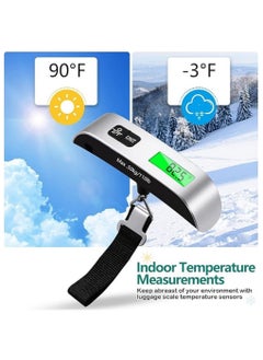 SKY-TOUCH 1pc Digital Luggage Scale, Portable Luggage Weight Scale, Hanging Suitcase Weigher for Travel, Suitcase Scale with Temperature Measurement Function 110 lb/ 50KG Capacity Grey  - Image 4