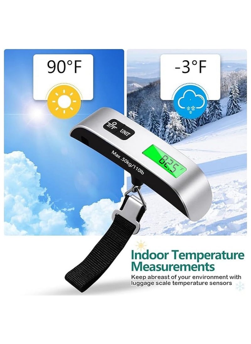 SKY-TOUCH - 1pc Digital Luggage Scale, Portable Luggage Weight Scale, Hanging Suitcase Weigher for Travel, Suitcase Scale with Temperature Measurement Function 110 lb/ 50KG Capacity Grey - Image 1