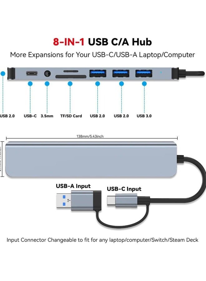 Neutral محور USB 2 إلى 8 محور عالي السرعة موزع محطة إرساء 8 منافذ محطة إرساء متعددة الوظائف للكمبيوتر - Image 4