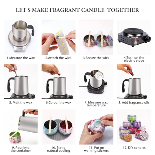 SAEUYVB Candle Making Kit with Wax Melter, Candle Making Kit for Adults, Candle Kit - DIY Starter Soy Candle Making Kit - Perfect as Home Decorations - Image 5