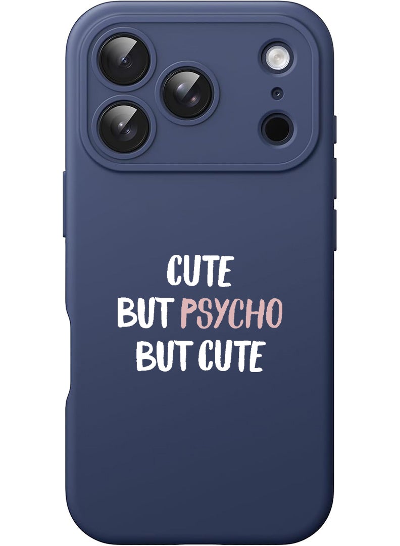 Theodor Protective Slim Fit Case Liquid Silicone Cover with Full Body Protection Anti-Scratch Shockproof Case For Apple iPhone 17 Pro (Blue) cute psycho - White - Image 1