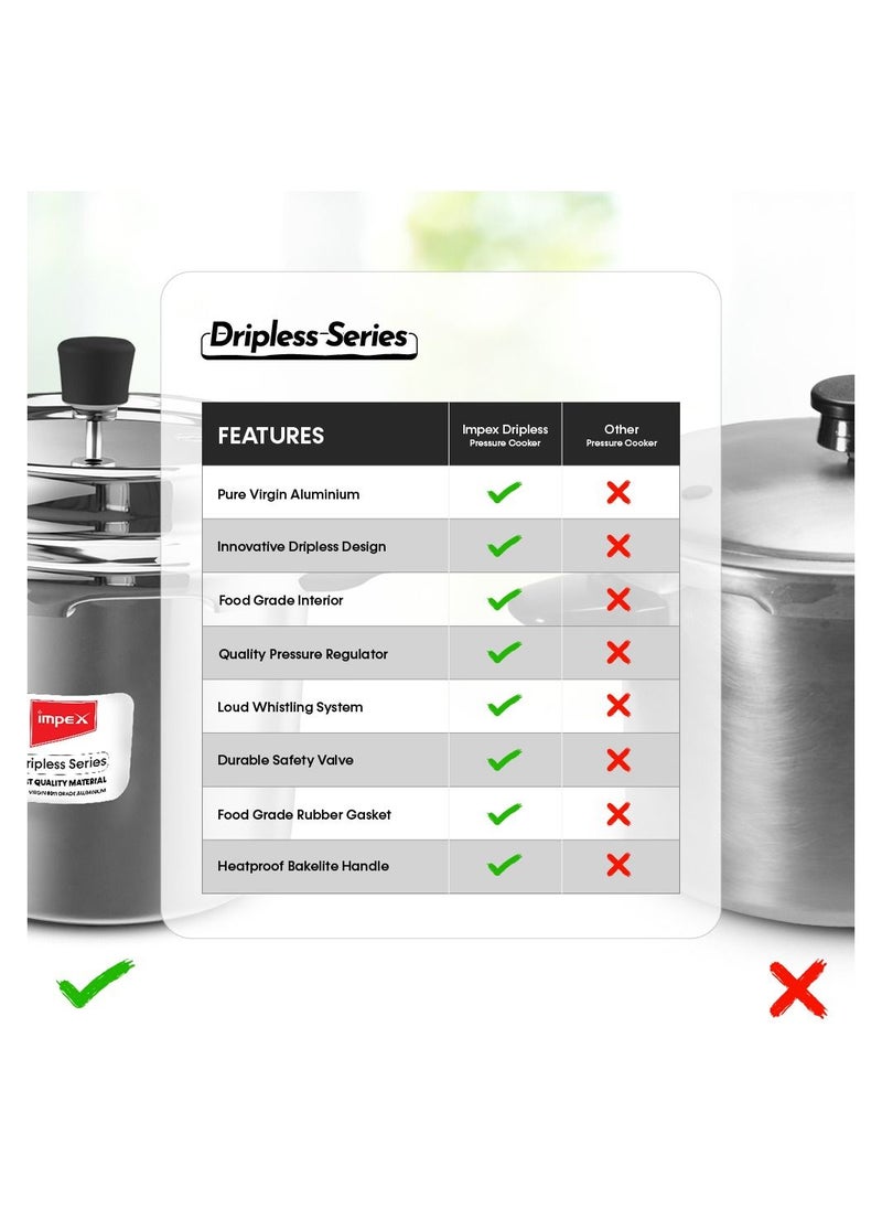 Impex - 10Liters DELIGHT 10 Litre Aluminium Pressure Cooker with Dripless series Silver - Image 1