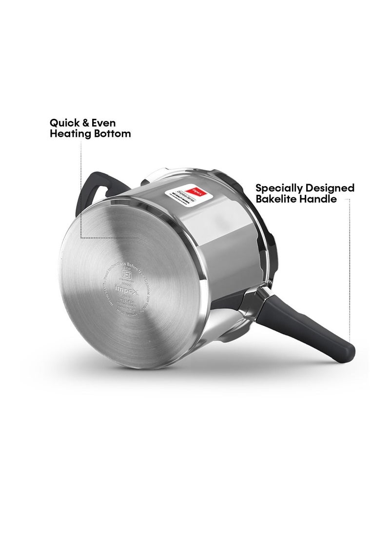 Impex - 10Liters DELIGHT 10 Litre Aluminium Pressure Cooker with Dripless series Silver - Image 1