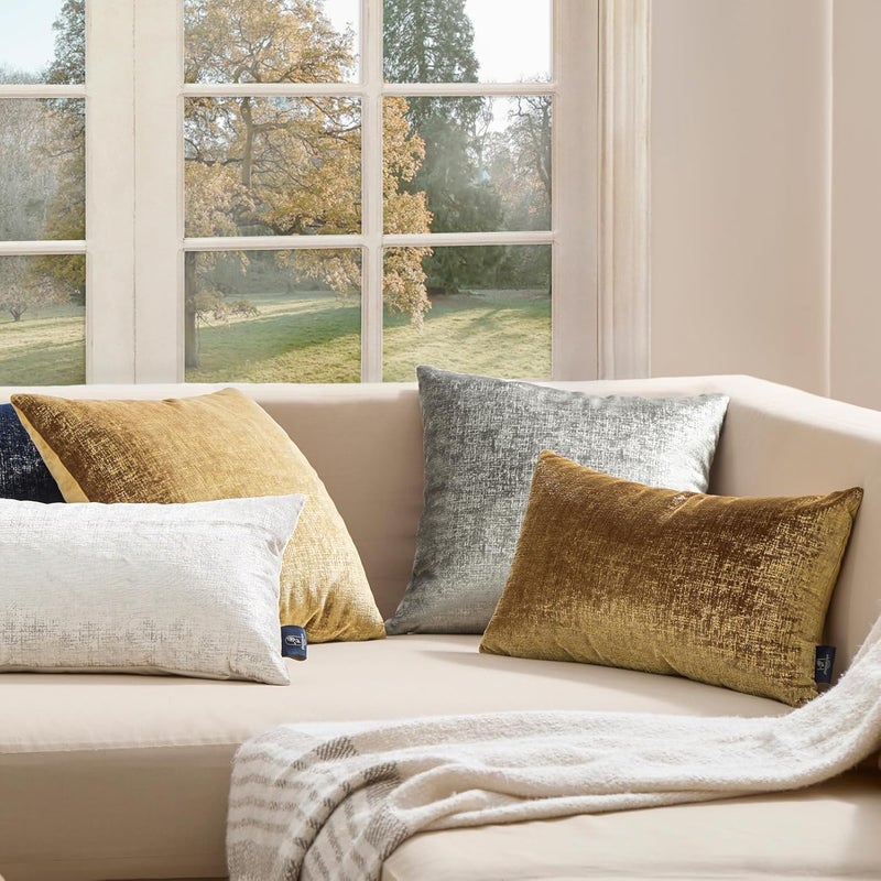 Phantoscope Pack of 2 Sparkling Velvet Decorative Solid Throw Decorative Pillow Cover Soft Gold Glitter Square Cushion Cover Pillowcase for Couch Bed and Chair, Gold, 20 x 20 inches, 50 x 50 cm - Image 5