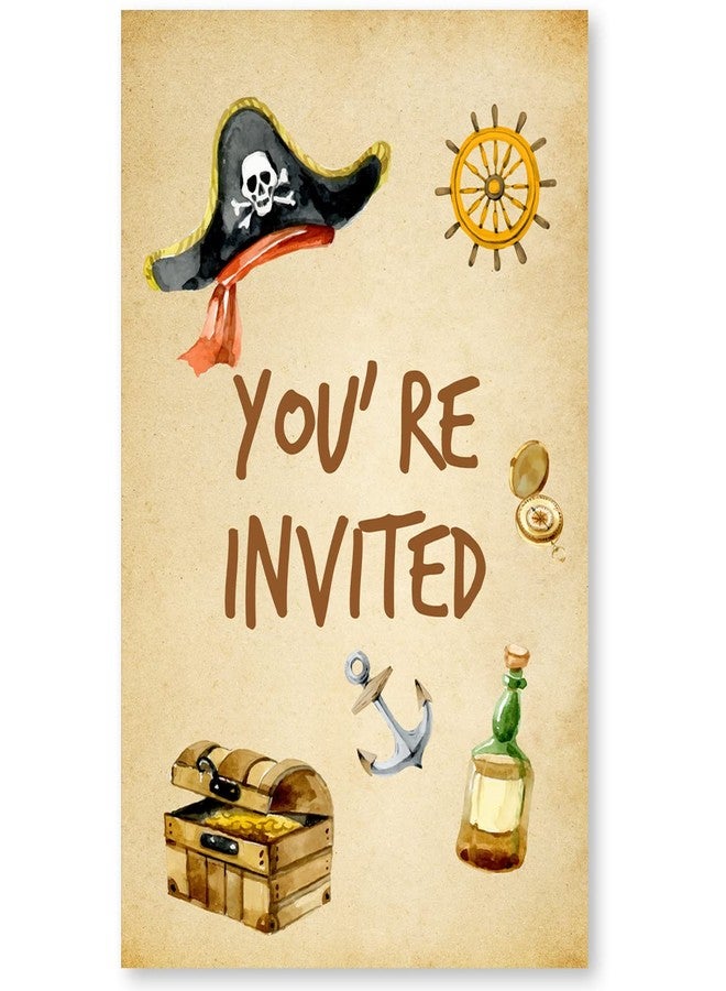 Soiceu Pirate Birthday Party Invitations with Envelopes Set of 20 Pirate Treasure Map Kids Birthday Party Invites - Image 2