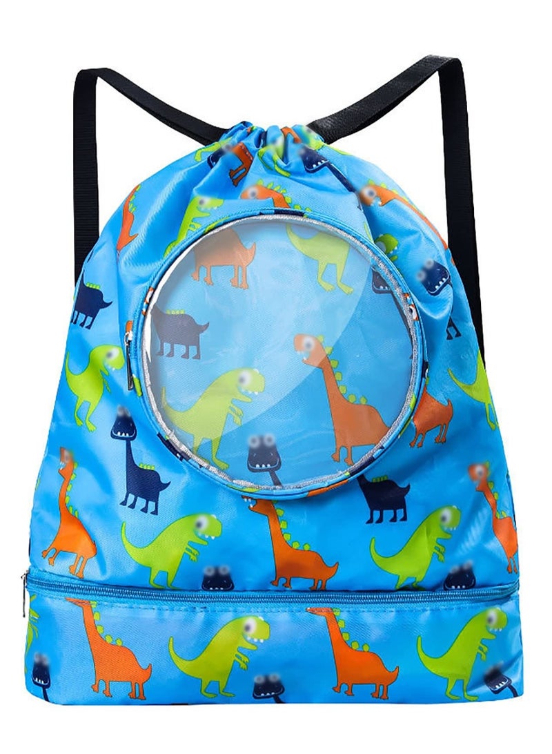 KASTWAVE Drawstring Backpack with Shoe Bag, Durable Swimming String Sack with Handle for Sports Gym Yoga Beach Travel - Image 1