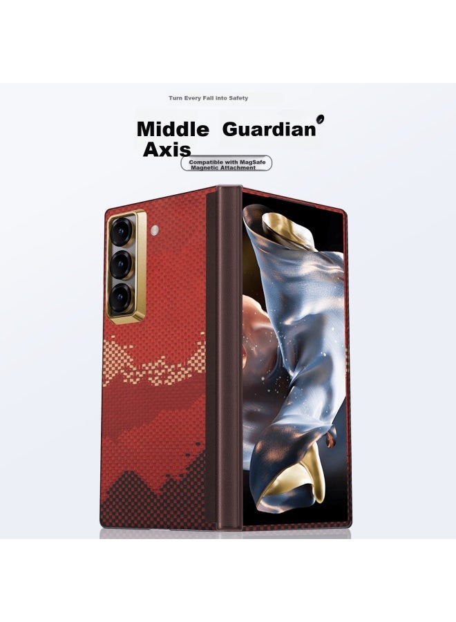 Conga Samsung W25 Phone Case Kevlar Aramid Fiber Central Axis Protective Cover Full Wrap Ultra-thin Drop-proof Starry Sky Magnetic Metal Ring Hinge Wrist Strap Stand Complete Set