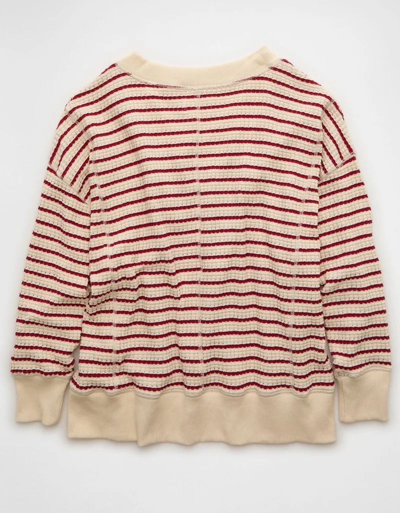 American Eagle  AE Big Hug V-Neck Waffle Sweatshirt for Women | Best Price UAE