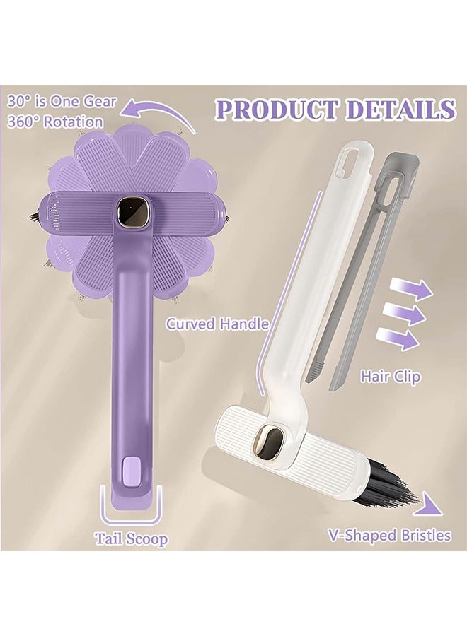 2PCS Crevice Cleaning Brush, Rotating Hard Bristle Crevice Cleaning Tool Suitable for Household Use, Multifunctional Bathroom Thin Gap Cleaning Brush (White/Purple) - Image 3
