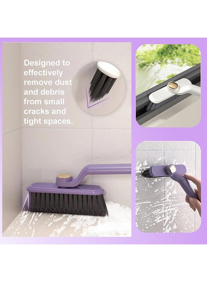 2PCS Crevice Cleaning Brush, Rotating Hard Bristle Crevice Cleaning Tool Suitable for Household Use, Multifunctional Bathroom Thin Gap Cleaning Brush (White/Purple) - Image 2