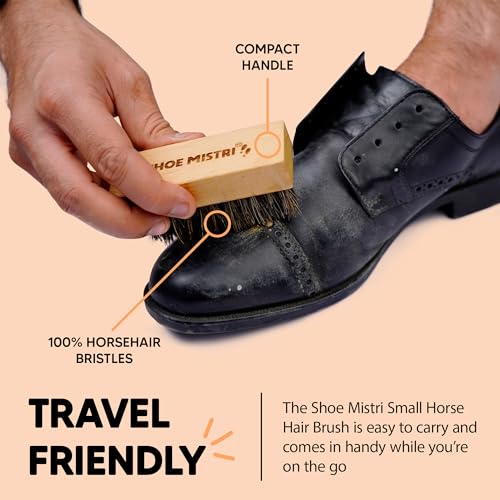 Shoe Mistri Hand Made Natural Horse Hair Brush, Shoe Buffing/Shinning/Dusting Brush, for Leather Shoes and Boots, Shoes Shine Brush, Leather Care - Image 3
