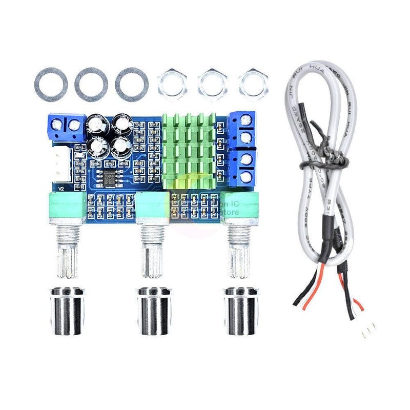 TPA3116D2 80Wx2 Dual Channel Digital Audio Amplifier Board with Bass Treble Control 12 24V DC - Image 1