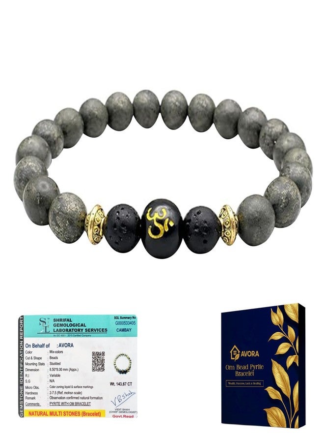 AVORA Raw Pyrite Bracelet with Spiritual Beads for Men & Women | 108 Hours Energized Astrology Bracelet for Wealth, Protection & Mental Clarity | Certified Money Magnet Crystal Jewellery - Image 1
