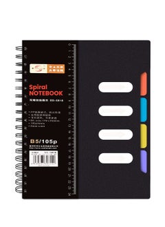 Spiral Notebook, A5 Grid Paper, to Do List Planner Refill Wire-Bound Notebook with Colored Dividers, 105 Sheets (210 Pages), Used as a Notepad, Journal, Sketchbook, Work Diary, Etc.