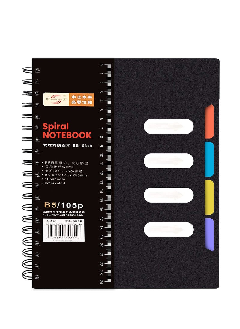 Y&D - Spiral Notebook, A5 Grid Paper, to Do List Planner Refill Wire-Bound Notebook with Colored Dividers, 105 Sheets (210 Pages), Used as a Notepad, Journal, Sketchbook, Work Diary, Etc. - Image 1