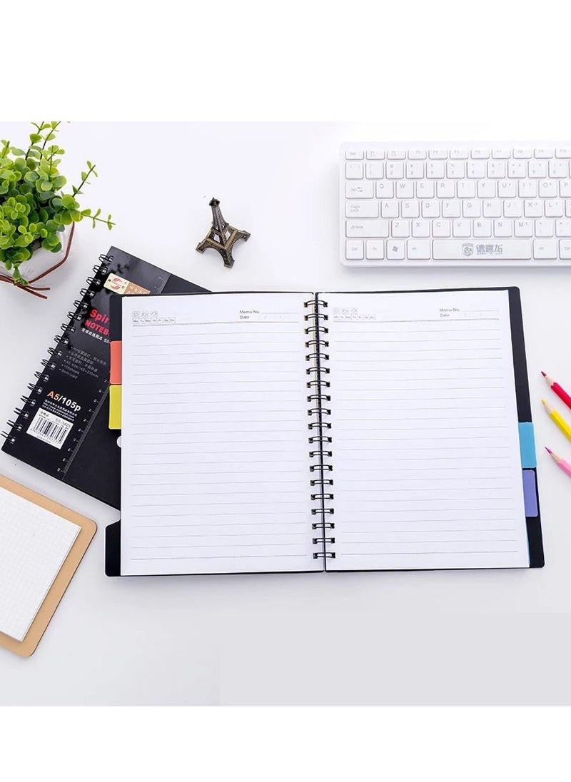 Y&D - Spiral Notebook, A5 Grid Paper, to Do List Planner Refill Wire-Bound Notebook with Colored Dividers, 105 Sheets (210 Pages), Used as a Notepad, Journal, Sketchbook, Work Diary, Etc. - Image 1
