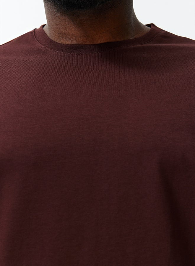 trendyol Plus Size Brown Regular/Normal Cut 100% T-Shirt TMNSS23TS00134  - Image 5