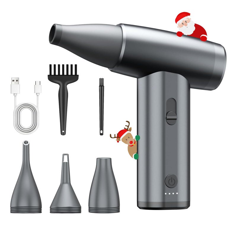 KOPIDOE Metal Electric Compressed Air Duster, 300000RPM Brushless Motor with Stepless Speed, Rechargeable Cordless Mini Blower for Computer Keyboard Cleaning, Car Detailing, House and Outdoor Use(Grey) - Image 1