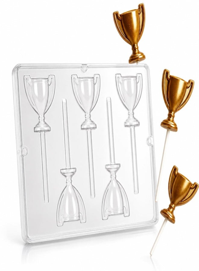 Lollipops Trophy Lollipop Chocolate Candy Mold 214, 5 Cavities, 2.7" x 2" - Image 1
