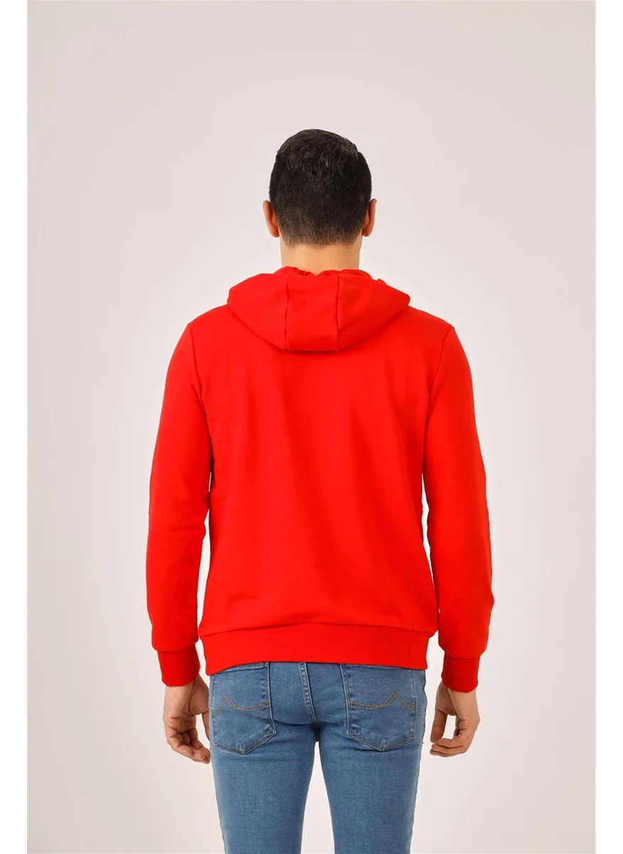 Dufy Red Men's Regular Fit Hooded Sweatshirt