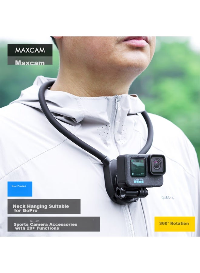 MAXCAM حزام عنق ماكسكام/مايسيكام لكاميرات الحركة، متوافق مع جوبرو إيس برو 2/جوبرو 13/12، حامل صيد، ملحقات ركوب الدراجات - Image 1