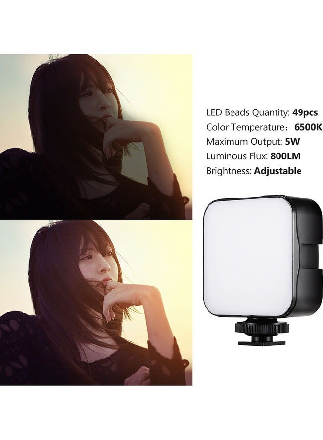 Mini LED Video Light Photography Fill-in Lamp 6500K Dimmable 5W with Cold Shoe Mount Adapter Compatible with DSLR Camera, Pack of 2pcs - Image 2