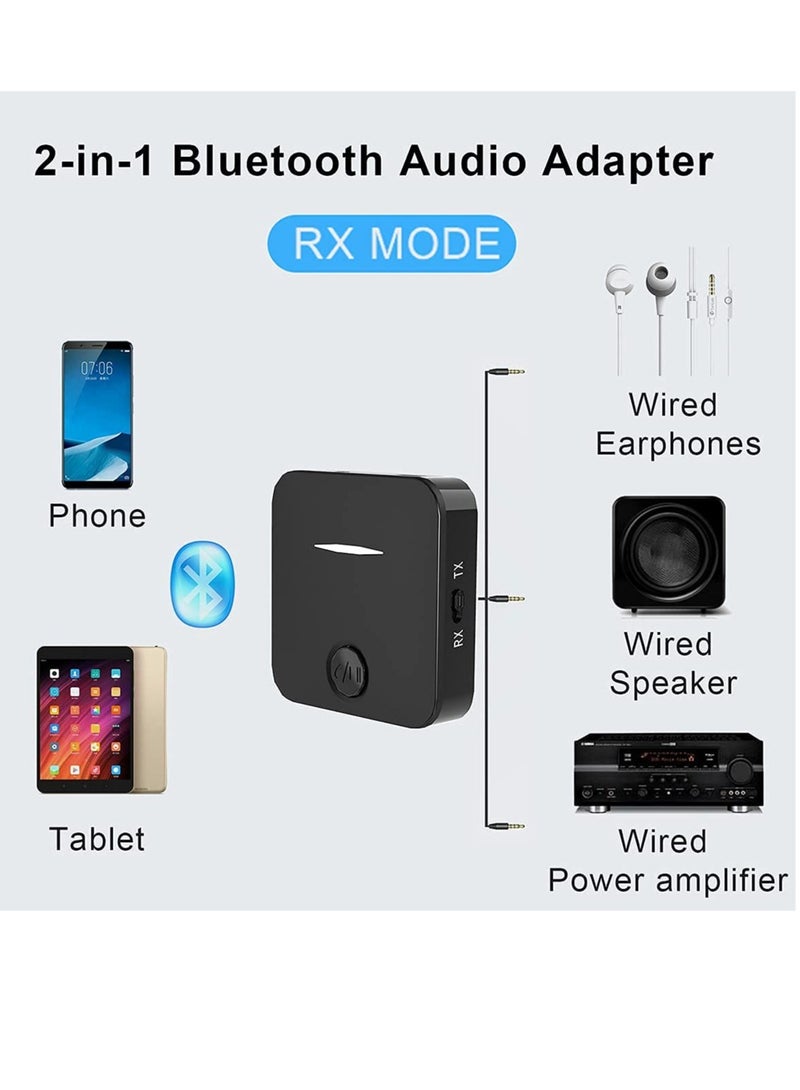 Excefore Bluetooth 5.2 Transmitter Receiver,2-in bluetooth Audio Adapter,Mini Portable 3.5mm Jack,Plug and Play Audio Receiver for PC/TV/Home/Car Stereo Sound System/Wired Speakers - Image 3
